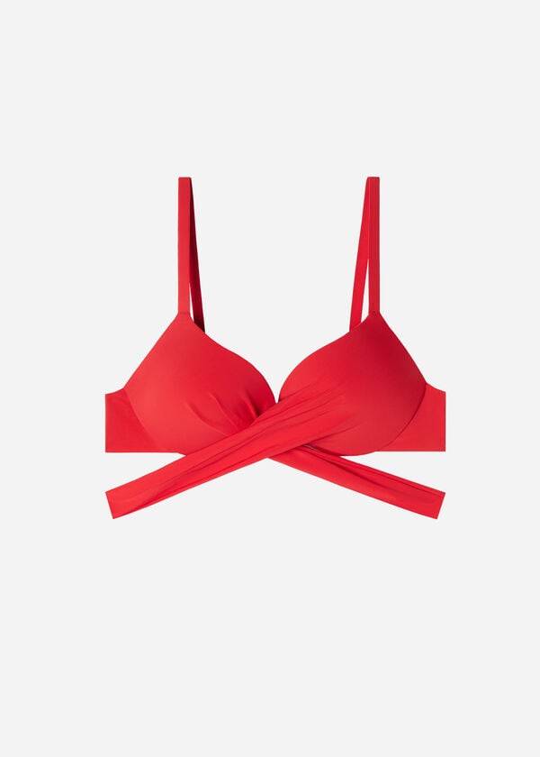 Tops De Biquíni Calzedonia Graduated Acolchoado Push Up Indonesia Feminino Vermelhas | PT2466HK