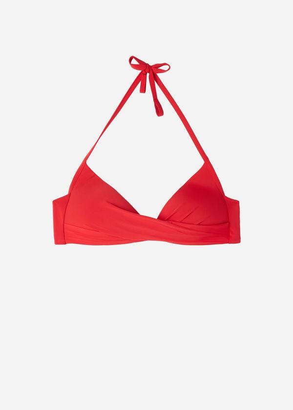 Tops De Biquíni Calzedonia Graduated Soft Crisscross Acolchoado Triangle Indonesia Feminino Vermelhas | PT2432BC