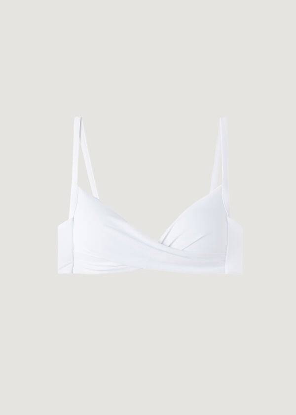 Tops De Biquíni Calzedonia Graduated Soft Crisscross Acolchoado Triangle Indonesia Feminino Branco | PT2434CE