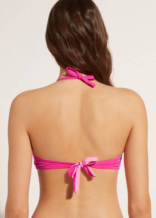 Tops De Biquíni Calzedonia Graduated Soft Crisscross Acolchoado Triangle Indonesia Feminino Rosa | PT2435XF