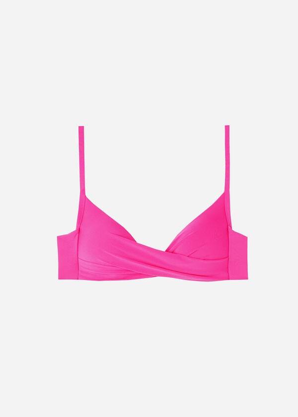 Tops De Biquíni Calzedonia Graduated Soft Crisscross Acolchoado Triangle Indonesia Feminino Rosa | PT2435XF