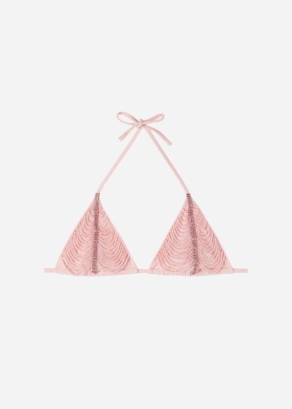 Tops De Biquíni Calzedonia Rhinestone Beaded Chinelos Triangle Manila Feminino Rosa | PT2234QZ