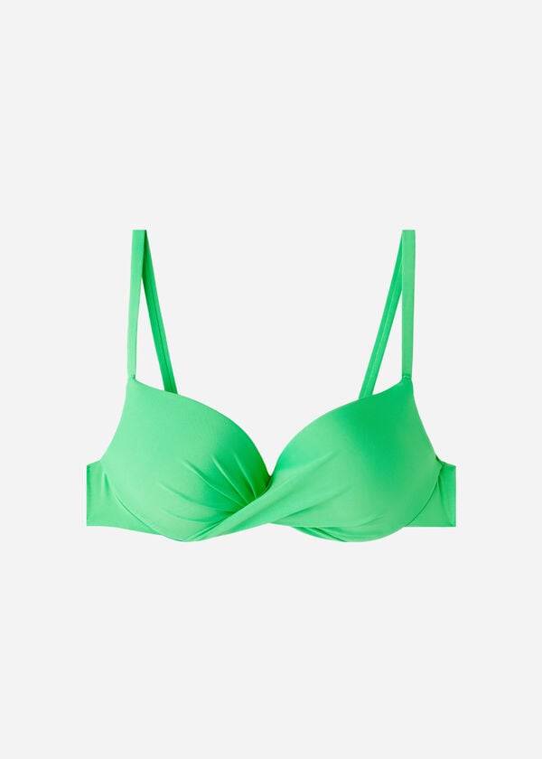 Tops De Biquíni Calzedonia Soft Graduated Super Acolchoado Push-up Indonesia Eco Feminino Verdes | PT2229CE