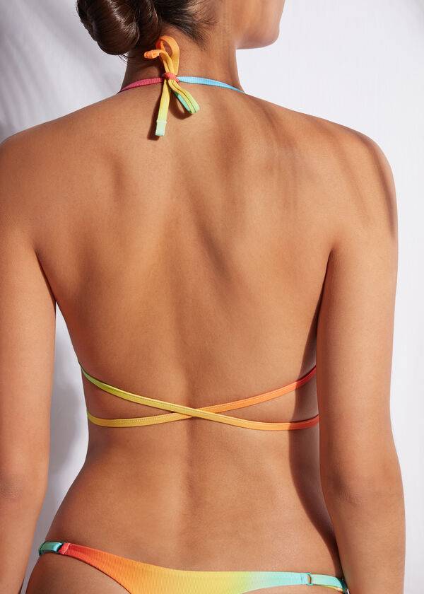 Tops De Biquíni Calzedonia String Triangle Swimsuit Barcellona Feminino Multicoloridas | PT2218AP