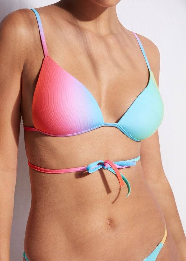 Tops De Biquíni Calzedonia String Triangle Swimsuit Barcellona Feminino Multicoloridas | PT2218AP