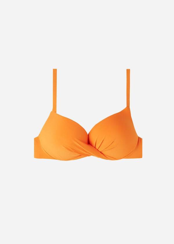 Tops De Biquíni Calzedonia Super Acolchoado Push Up Indonesia Eco Feminino Laranja | PT2216OR