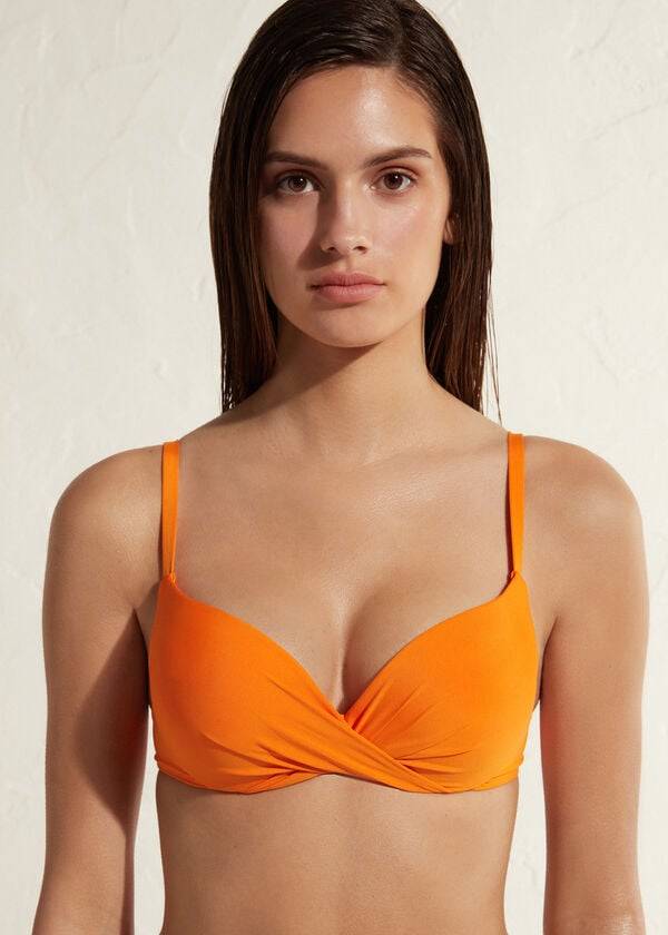 Tops De Biquíni Calzedonia Super Acolchoado Push Up Indonesia Eco Feminino Laranja | PT2216OR