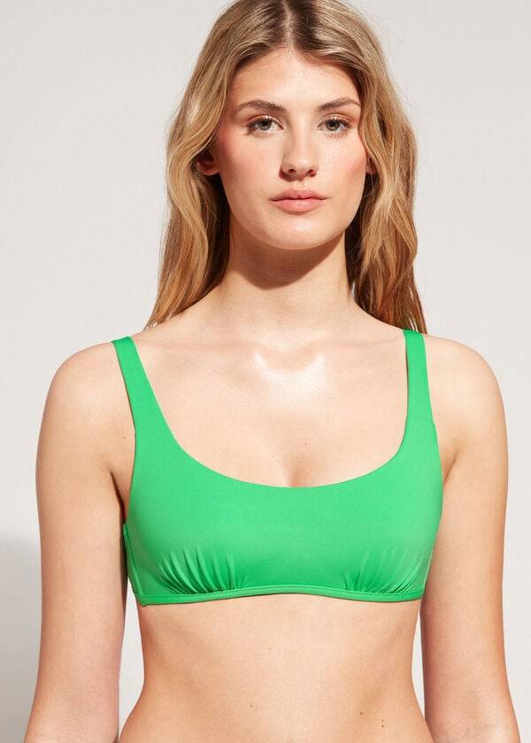 Tops De Biquíni Calzedonia Tank Estilo Indonesia Eco rosa Feminino Verdes | PT2196GL