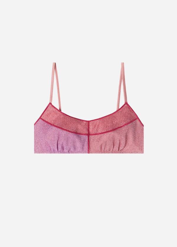 Tops De Biquíni Calzedonia Tank Estilo Lamé Lisbona Feminino Rosa | PT2194DN