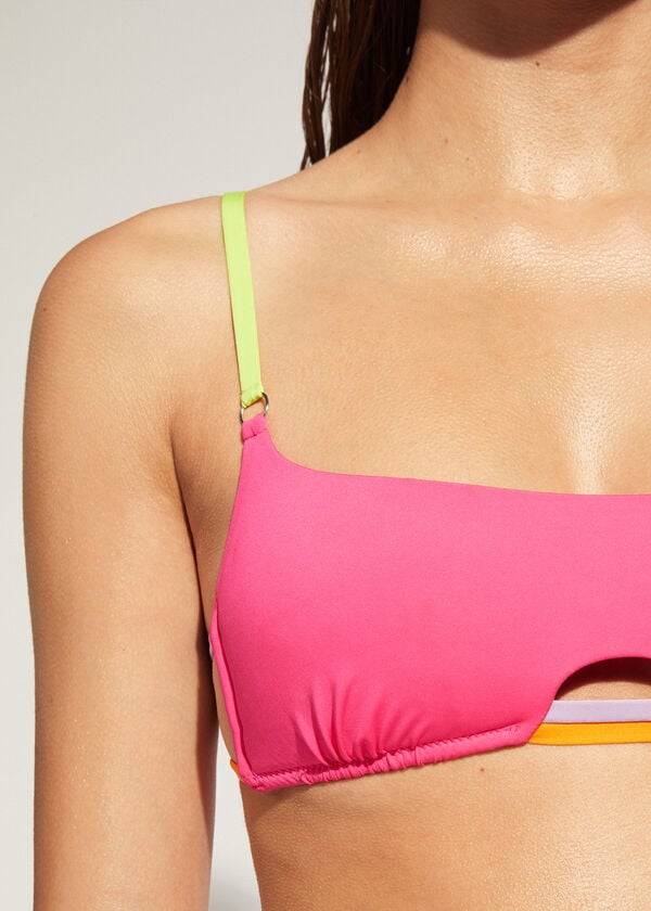 Tops De Biquíni Calzedonia Tank Tokyo Eco Feminino Rosa | PT2188UT