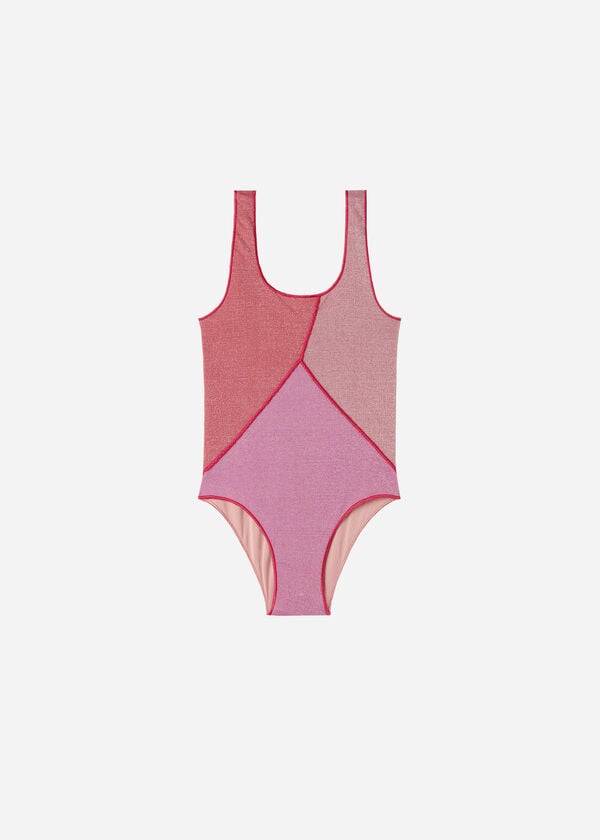 Trajes De Banho Calzedonia Lamé One Piece Lisbona Criança Rosa | PT1150OR